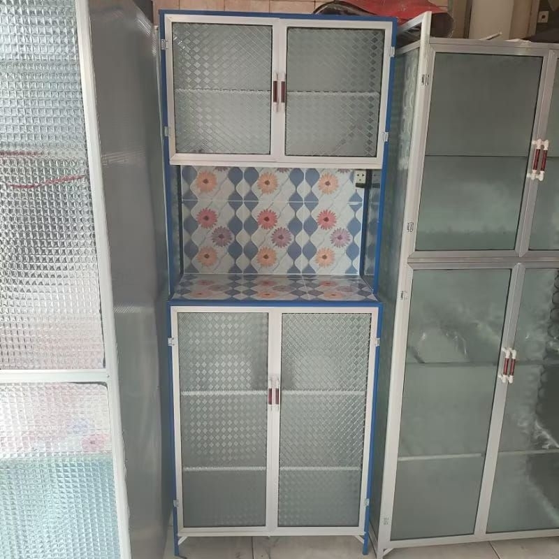 (KHUSUS BANDUNG, CHAT UNTUK ONGKIR) Rak piring 2 pintu rak piring kaca lemari makan kaca lemari piri