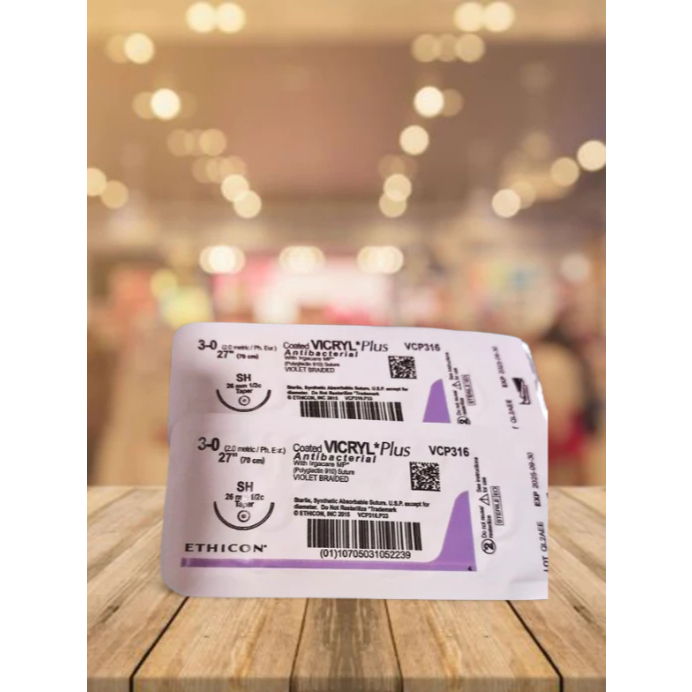 Vicryl plus 3/0 3.0 VCP 316 H Antibacterial PGA absorb gastro benang operasi Violet Braided Ethicon