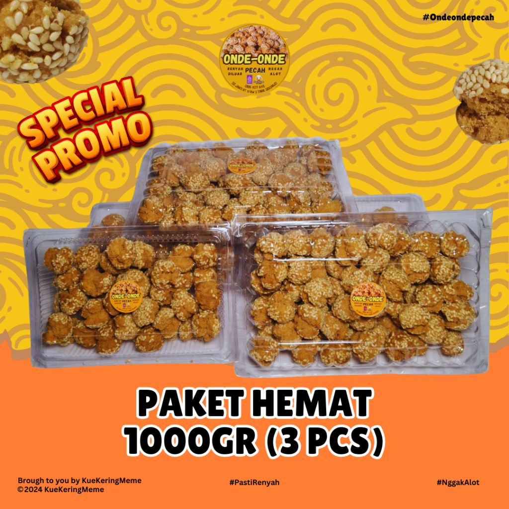 

[PAKET HEMAT] Onde-onde Pecah 3 KG (3 Pack @1000gr) Kue Ketawa/Keciput Wijen Kue kering lebaran