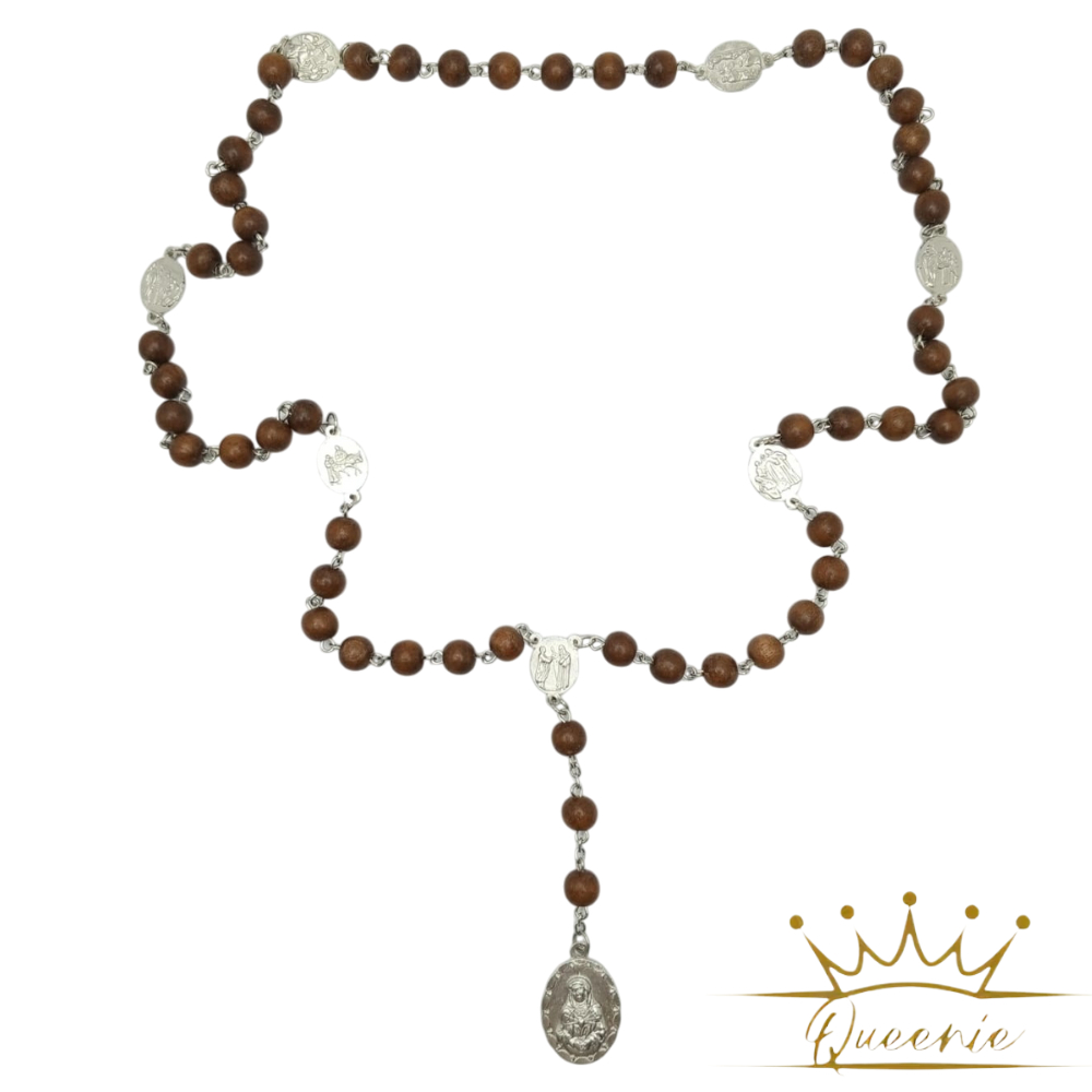 Rosario Devosi Kepada 7 Duka Maria | Kalung Doa 7 Duka Maria Kayu Stigi 8mm