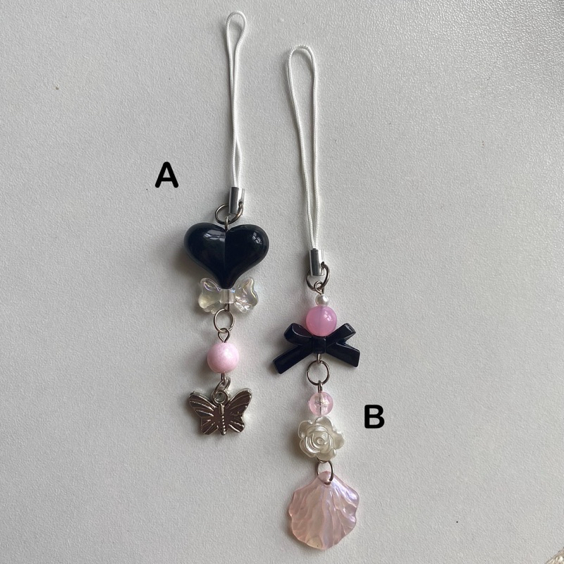 [imyourbeads] Gantungan tas/hp manik manik | Black and Pink