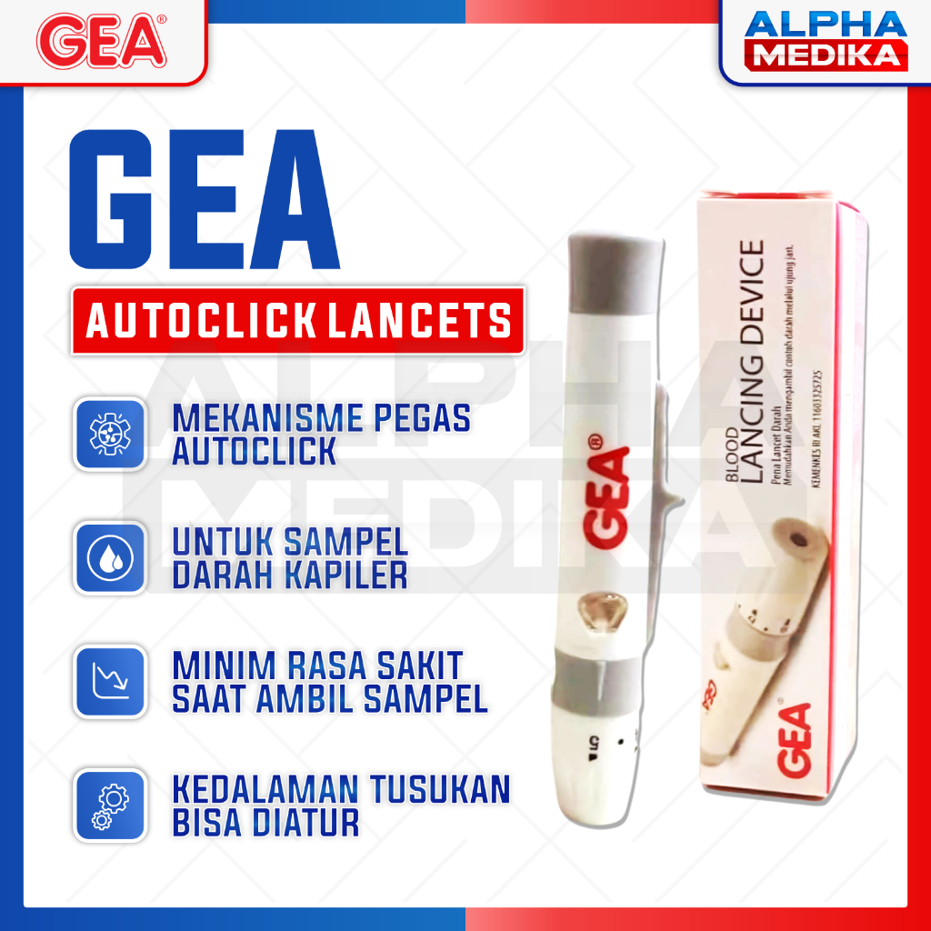 GEA - Autoclick Lancing Device / Pen Lancet untuk jarum lancet GEA / Pen Ambil Sampel Darah