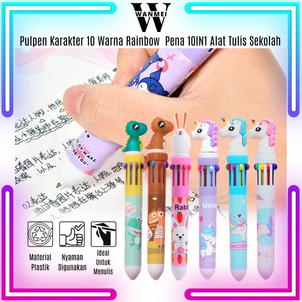 

WM Pulpen Karakter Lucu 10 Warna Rainbow / Bolpoin Motif Kartun Lucu / Perlengkapan Menulis Isi Tinta Mix Colour / Pena Warna Warni Alat Tulis Sekolah Kuliah Kantor / Bolpen Untuk Kado Ulang Tahun Murah / Ballpoint School Supplies Pen 10IN1 Multicolor