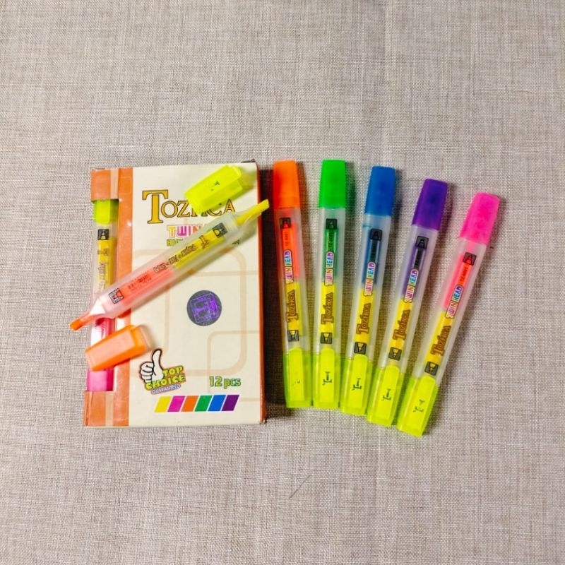 

HIGHLIGHTER PEN DUA WARNA DOUBLE TIP STABILO tozhca ( 1 Pack isi 12 Pcs)