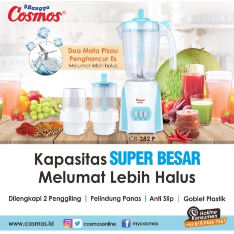 COSMOS Blender 3 IN 1 CBC282P / CB-282P Tabung Plastik 2 Liter