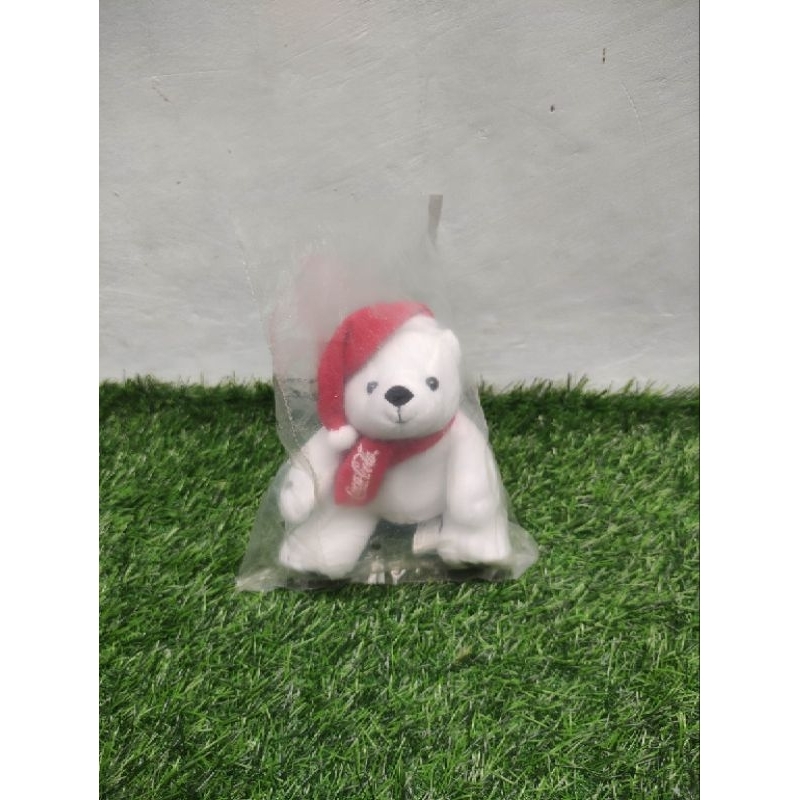 Boneka beruang topi santa natal christmas original coca-cola segel