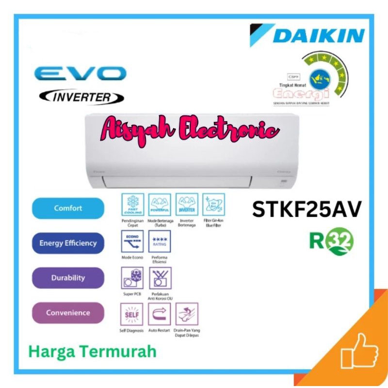 AC DAIKIN INVERTER MALAYSIA 1 PK STKF-25AV GARANSI RESMI
