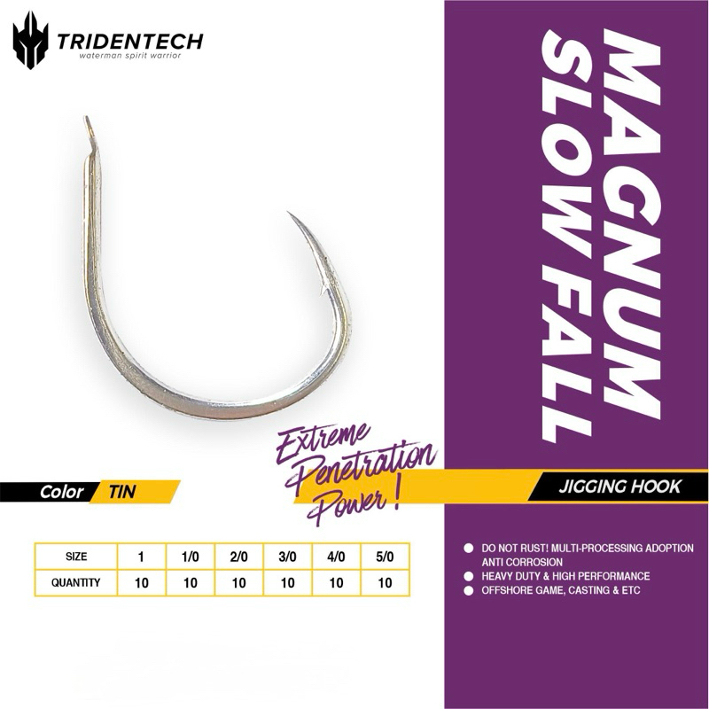 Hook Tridentech Magnum Slowfall Hook Slow Jigging Kail Jigging Hook