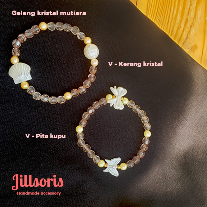 Gelang Replika Kristal Mutiara Manik Kerang Aesthetic