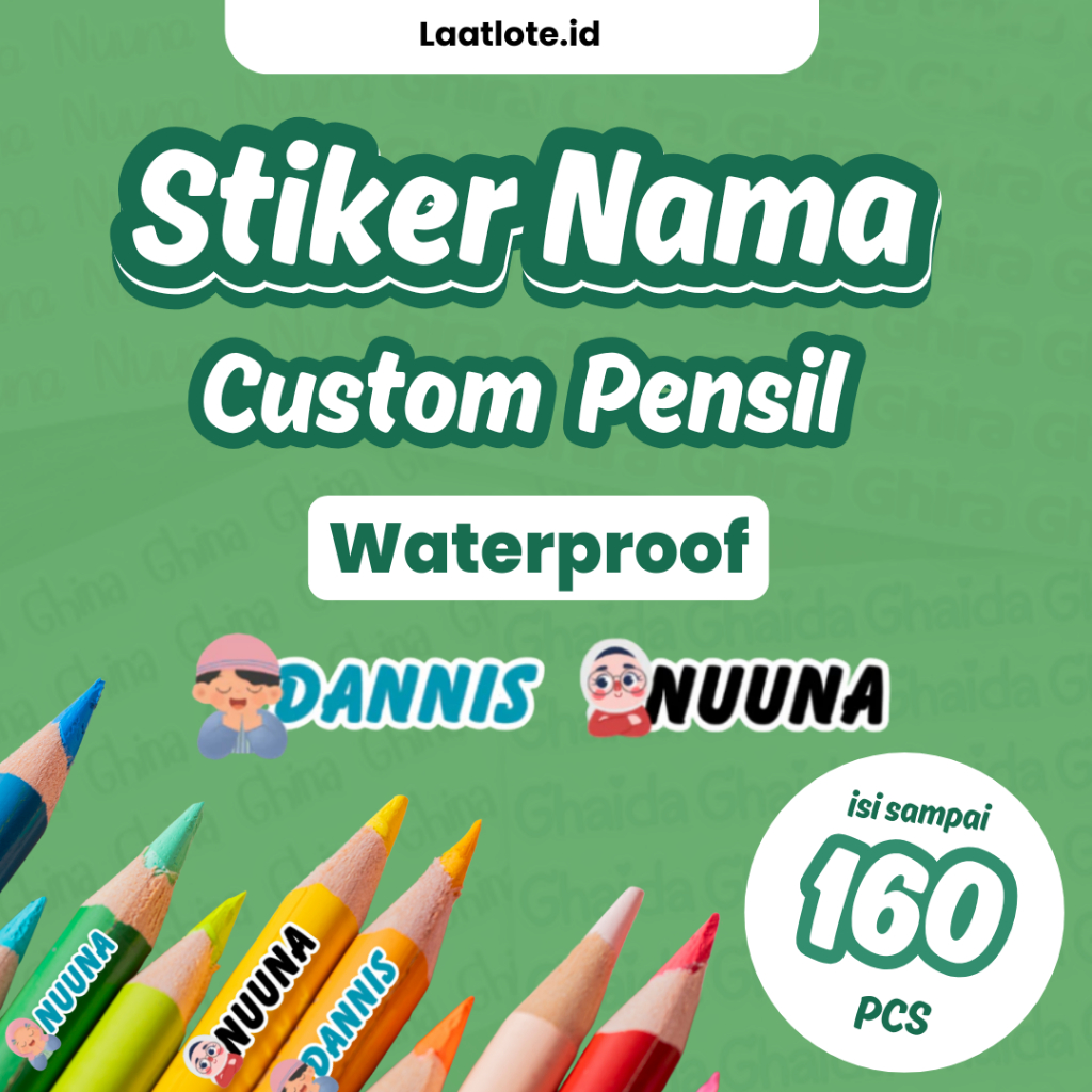 Stiker Pensil Custom - Sticker buat Alat Tulis - Kotak Pensil Stiker Nama Label Custom Waterproof
