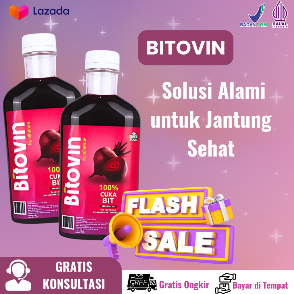 DAPAT 2 BOTOL BITOVIN Cuka Buah Bit Sehatkan Jantung 300ml Halal BPOM bisa COD