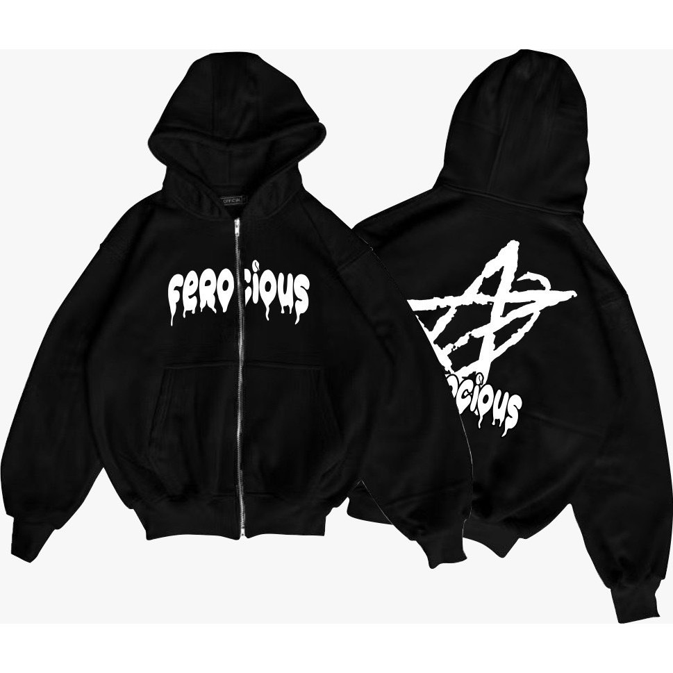 promo terbaru ferocious sweater hoodie doubel zipper boxy black dont kill my vibes frcs boxy