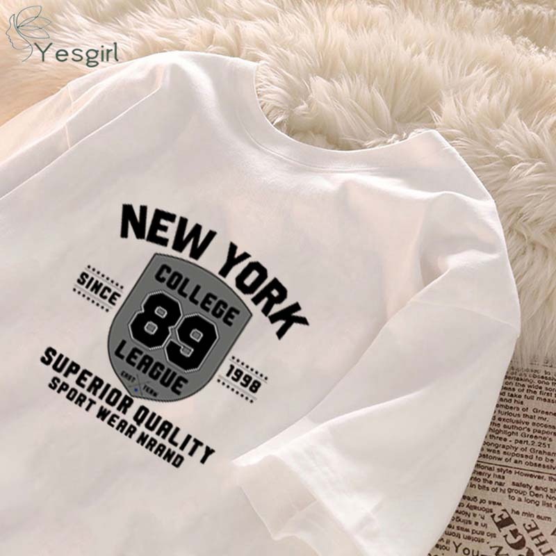[COD] Yesgirl Atasan lengan pendek motif angka 89 kasual gaya jalanan Amerika| Kaos Oversize Wanita 