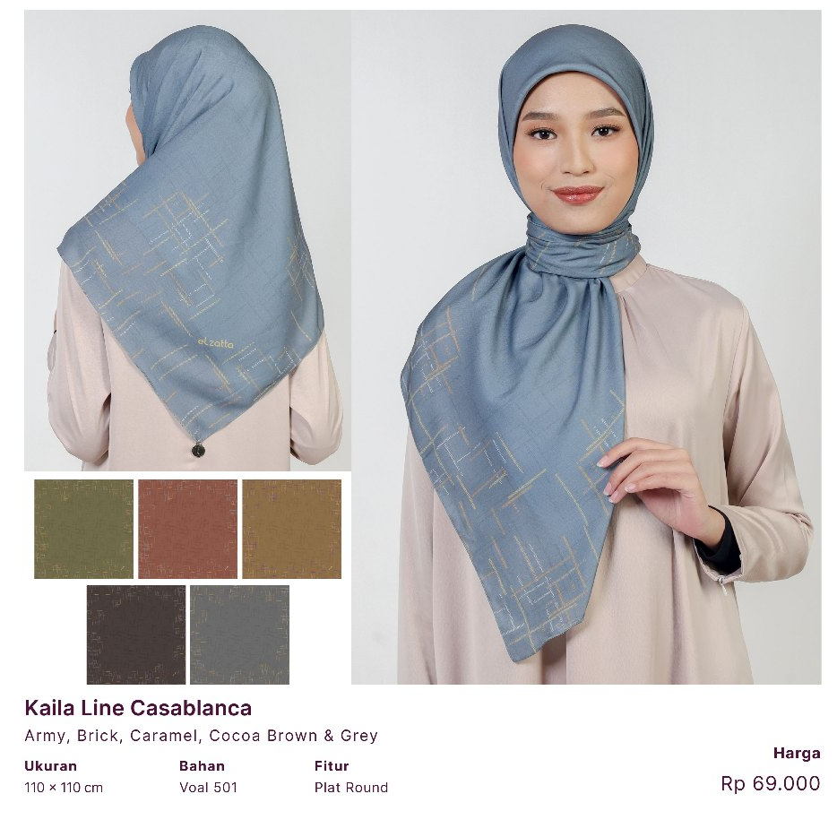 ELZATTA HIJAB KERUDUNG SEGI EMPAT MOTIF TERBARU KAILA LINE CASABLANCA