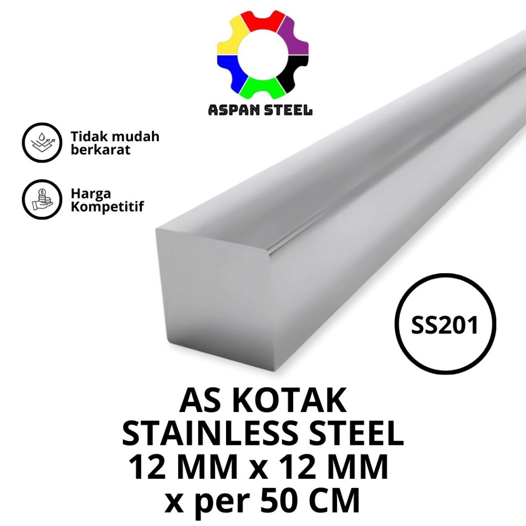 As kotak 12 mm x 12 mm stainless steel 201