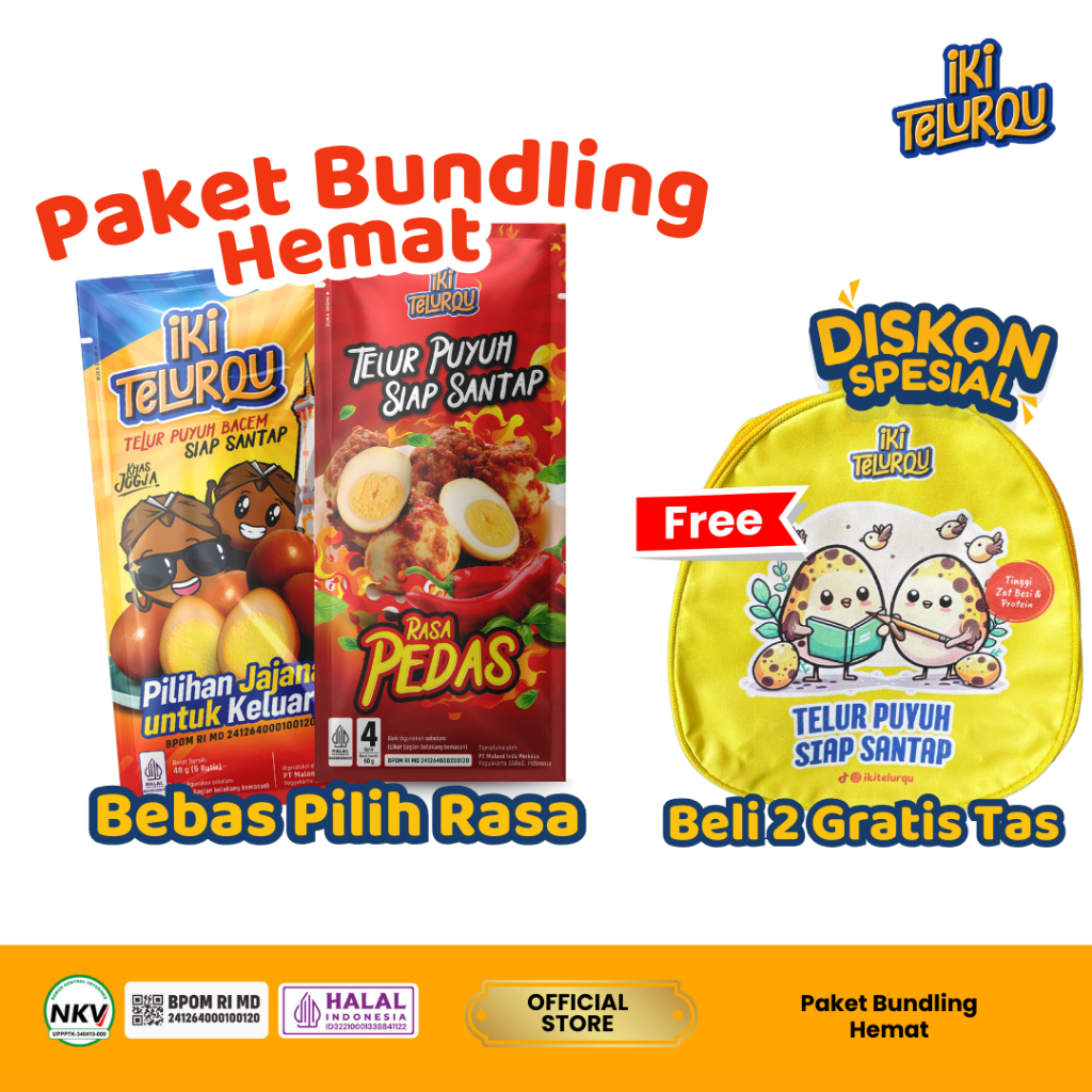 

(Promo Beli 2 GRATIS TAS ) Iki TelurQu Telur Paket Bundling Puyuh Siap Santap (REQUEST RASA CANTUMKAN DI NOTE)