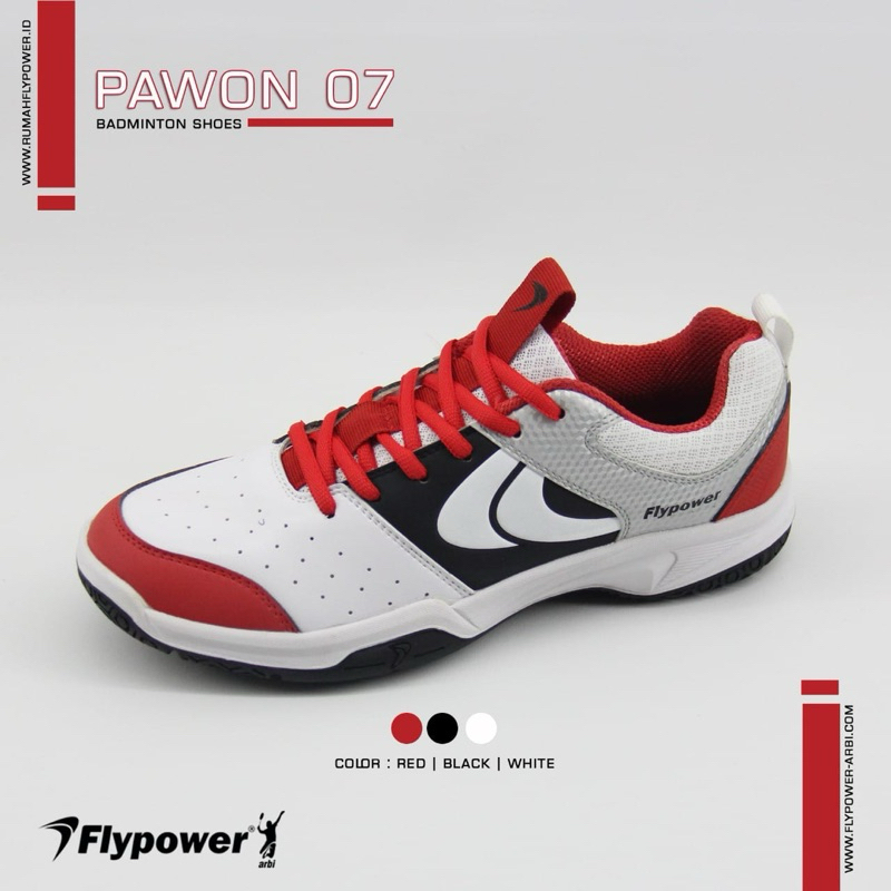 Sepatu Badminton Flypower Pawon 7 Red Black White