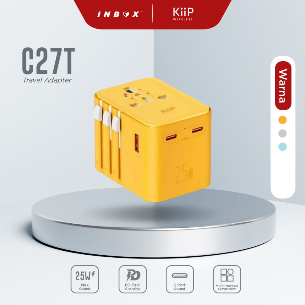 KiiP C27T Travel Adaptor GaN Adapter Charger Universal PD Fast Charging 25W