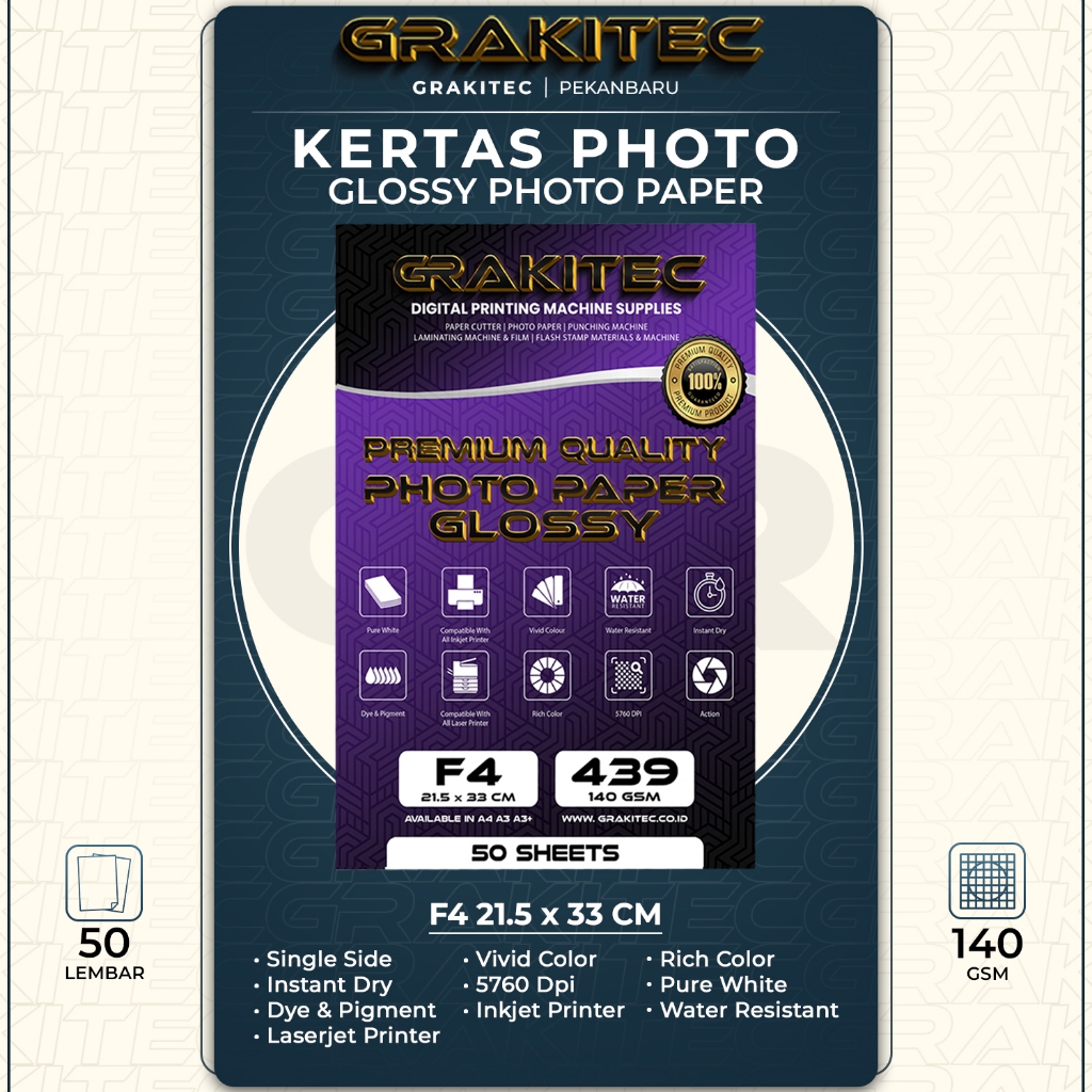 

Kertas Foto F4 Glossy - Grakitec Premium Glossy Photo Paper