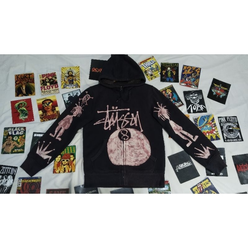 Hoodie Rework Handmade art stussy Tag Uniqlo