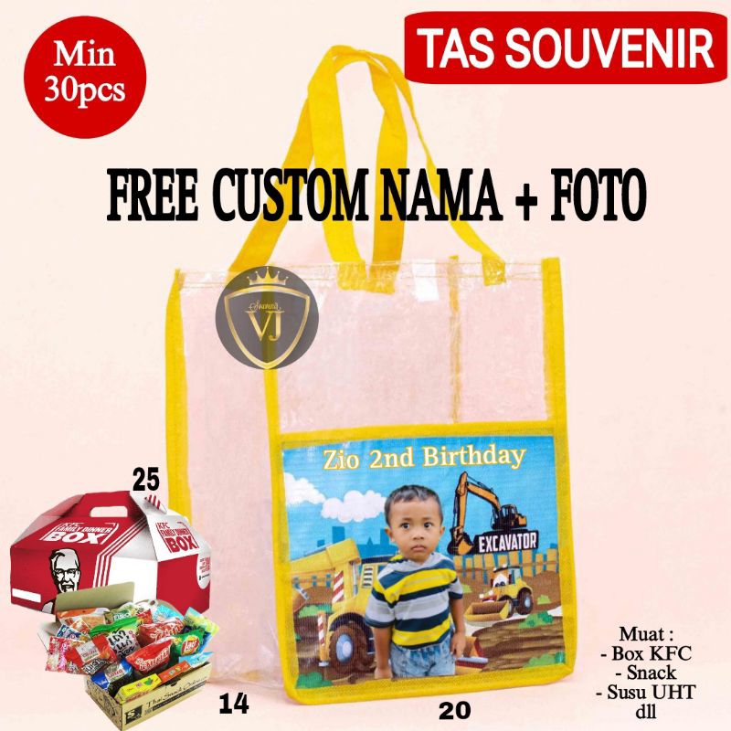

Tas Souvenir Ultah Transparan Kantong Bisa custom Nama Foto