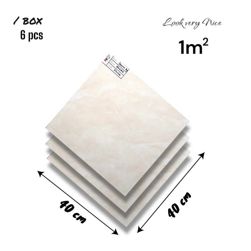 Keramik Lantai 40x40 Dairus Beige Keramik Mulia Ceramic Glossy Grade A Isi 6pcs