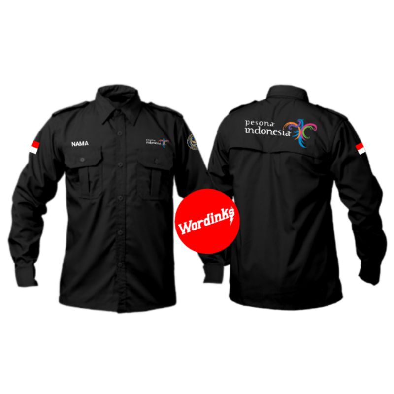 WORDINKS KEMEJA PDH/PDL KEMENTRIAN PARIWISATA/PESONA INDONESIA BORDIR KOMPUTER LENGAN PANJANG