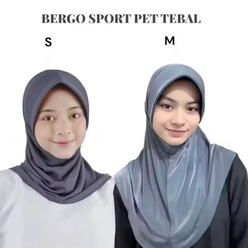 Bergo Sport Pet Tebal Ukuran M Dan S | Jilbab Instan | Hijab Bergo