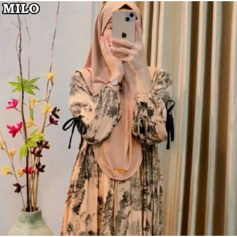gamis Anjani katun rayon premium/dress pita Anjani empat warna