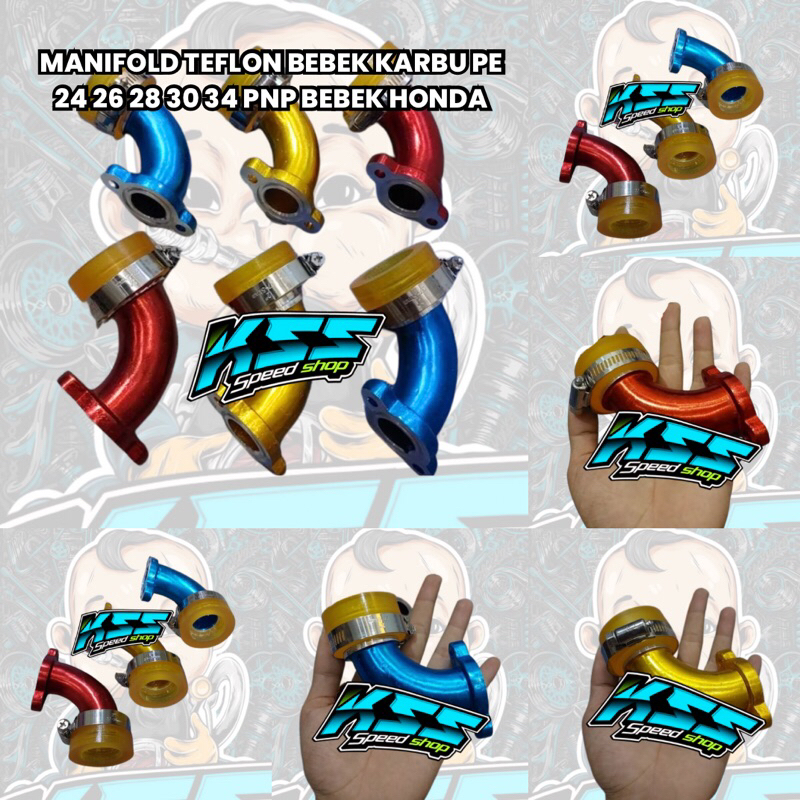 MANIPOL MANIFOLD TEFLON BEBEK KARBU PE 24 26 28 30 34 PNP GRAND KARISMA SUPRA DLL MOTOR BEBEK HONDA 