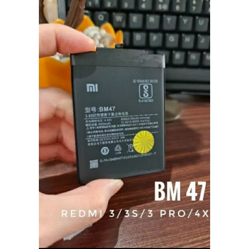 BATERAI BATTERY BATERE ORI XIAOMI REDMI 3PRO / 3S /REDMI 4X (BM 47)