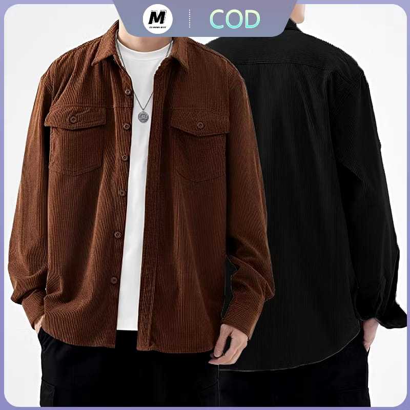 Corduroy kemeja work katun tebal lembut semi kemeja jaket