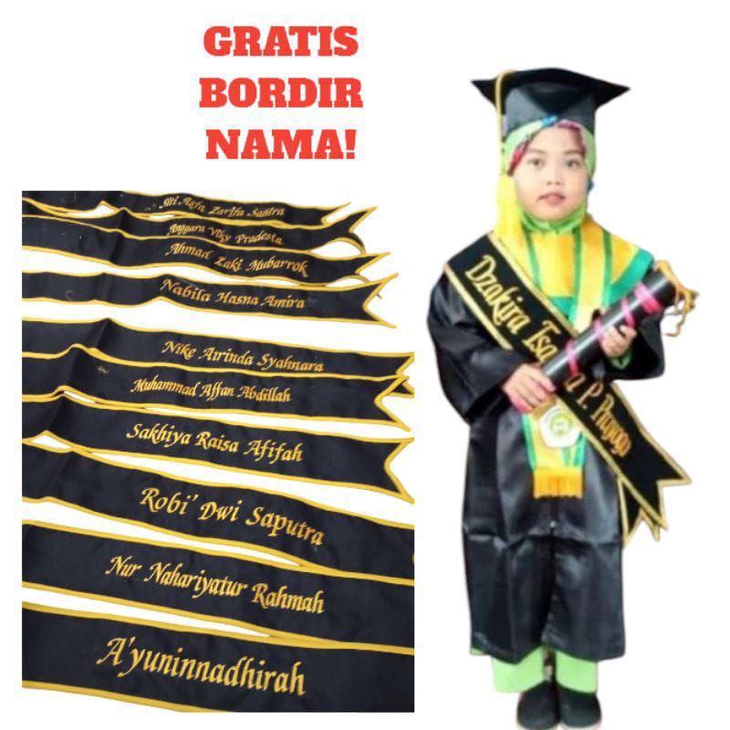 slempang wisuda anak paud tk free nama suka suka