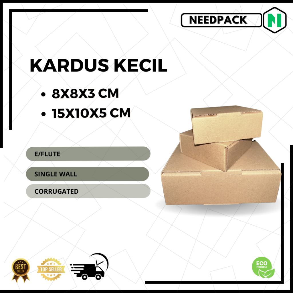 

Kotak Die Cut E/Flute - Ukuran 8x8x3 cm & 15x10x5 cm | Box kardus praktis