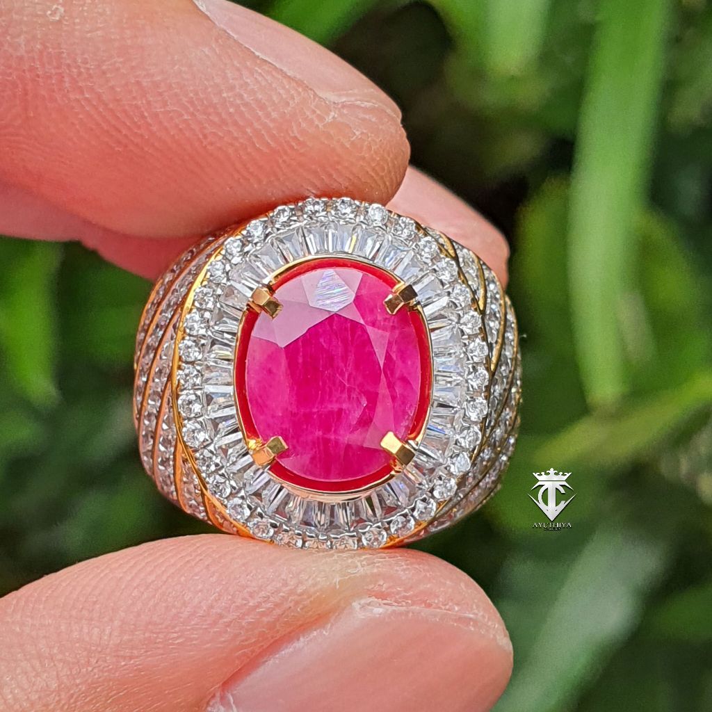 Batu Permata Natural Purplish Red Ruby Burma Myanmar 3.33 Ct GRI Lab Memo