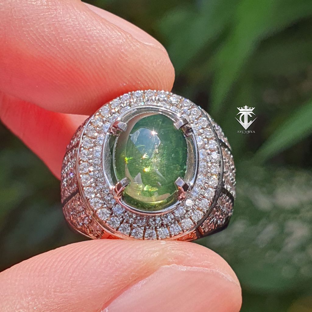 Batu Permata Natural RARE STAR Green Zircon 7.20 Ct NTE GRI Lab Memo