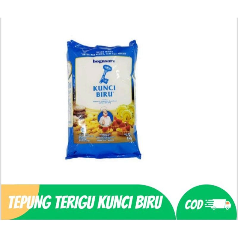 

Tepung Terigu Bogasari Kunci Biru 1 Kg -Rustinstore_