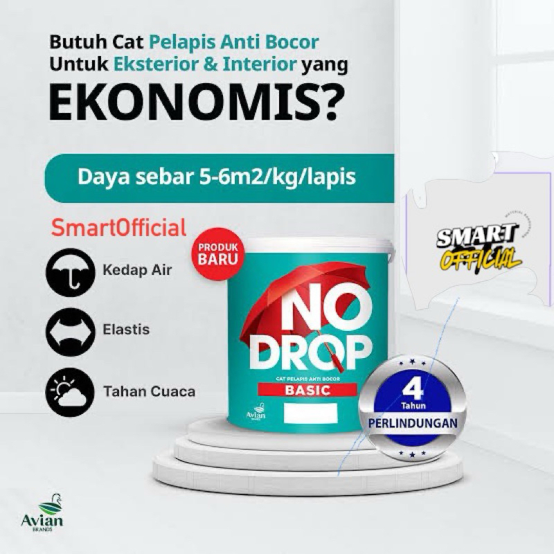 CAT TEMBOK NO DROP BASIC 1KG TERMURAH ORIGINAL TINTING Oplosan