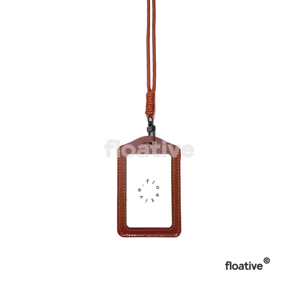 

Id Card Holder Lanyard Kulit Nametag Warna Coklat