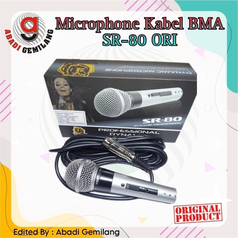 Microphone Kabel BMA SR-80/Mic Kabel BMA SR80 Dynamic Microphone ORI