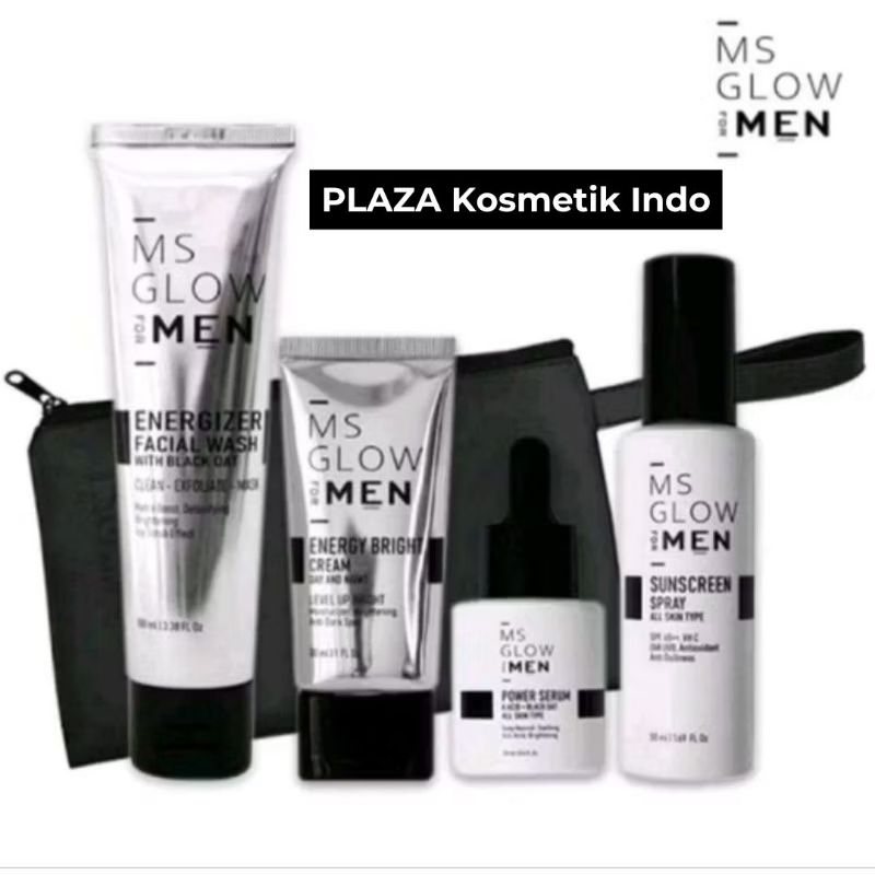 MS GLOW For Men Paket Basic Sunscreen Memutihkan Komedo Acne Sensitif Bruntusan Normal Jerawat