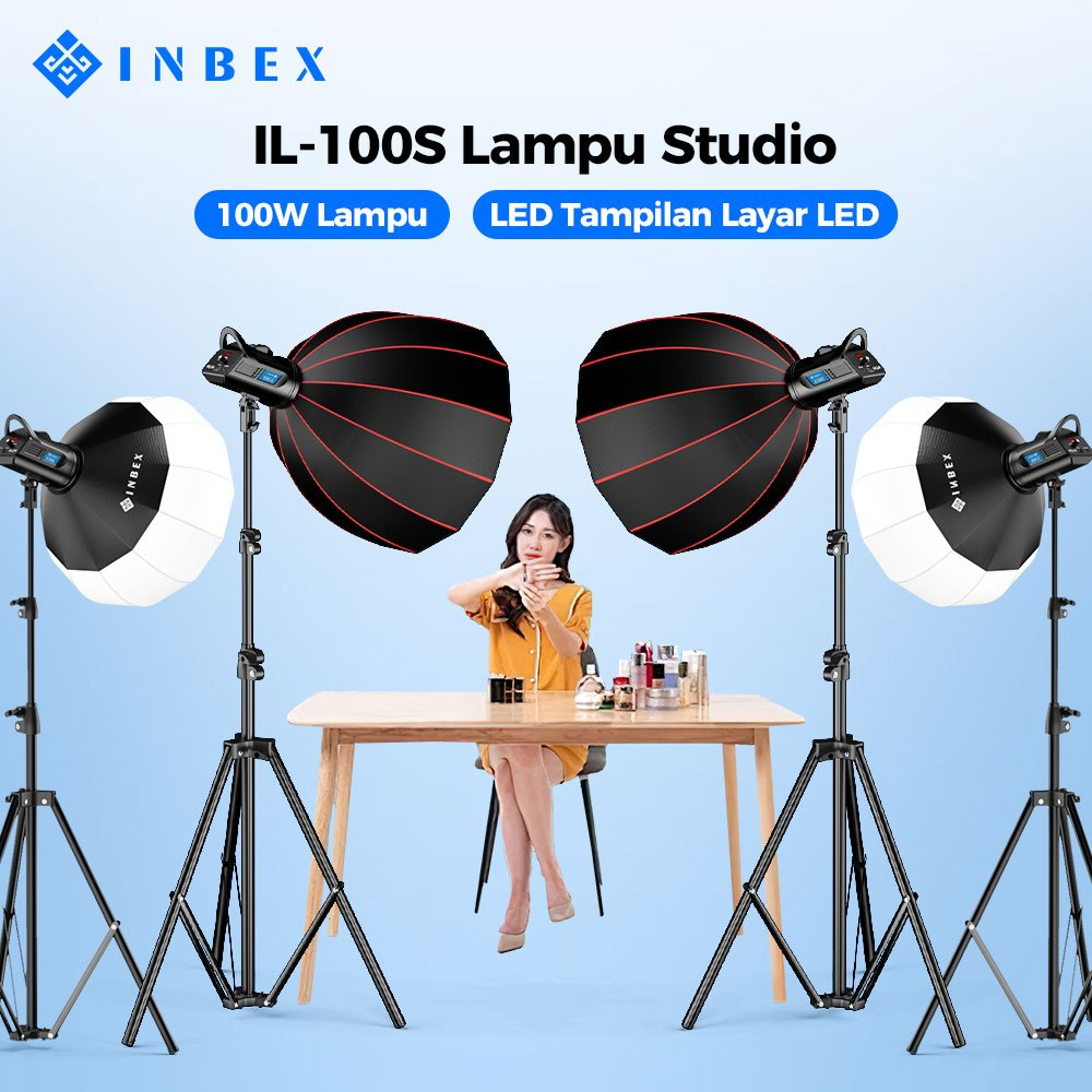 INBEX 100S Lampu Live Streaming Konten Kreator Foto Studio Lighting with LED Display Softbox Light