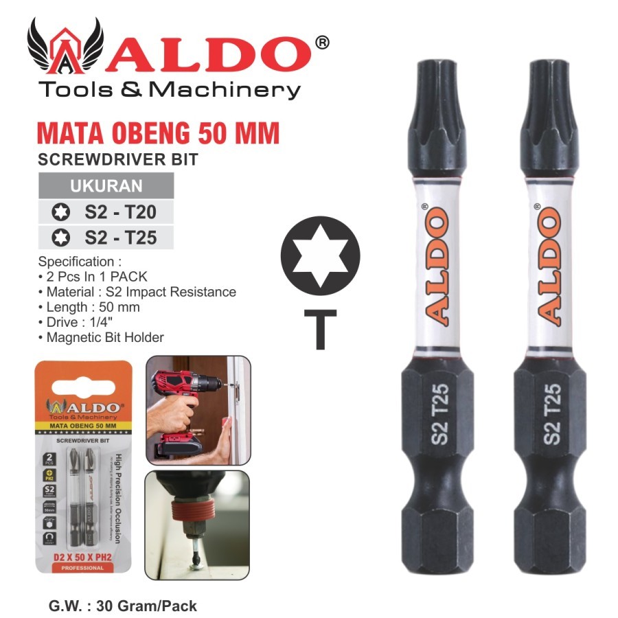 MATA OBENG 50 MM 2 PCS S2 - T ( TORX ) / MATA BOR OBENG ANGIN / SCREWDRIVER BITS / MATA OBENG ANGIN 