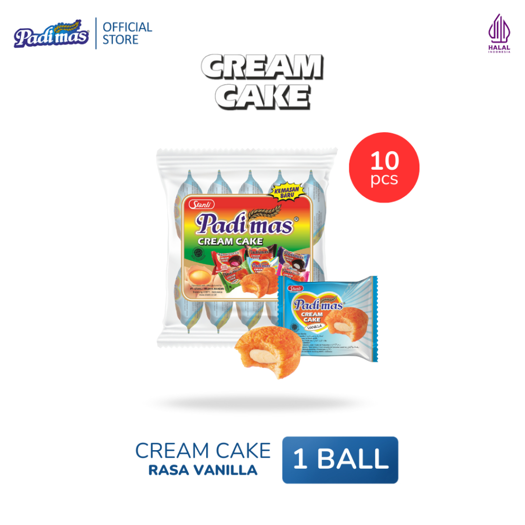 

Padimas Cream Cake Vanilla, Bolu Isi rasa Krim Vanilla 9g - Ball isi 10pcs