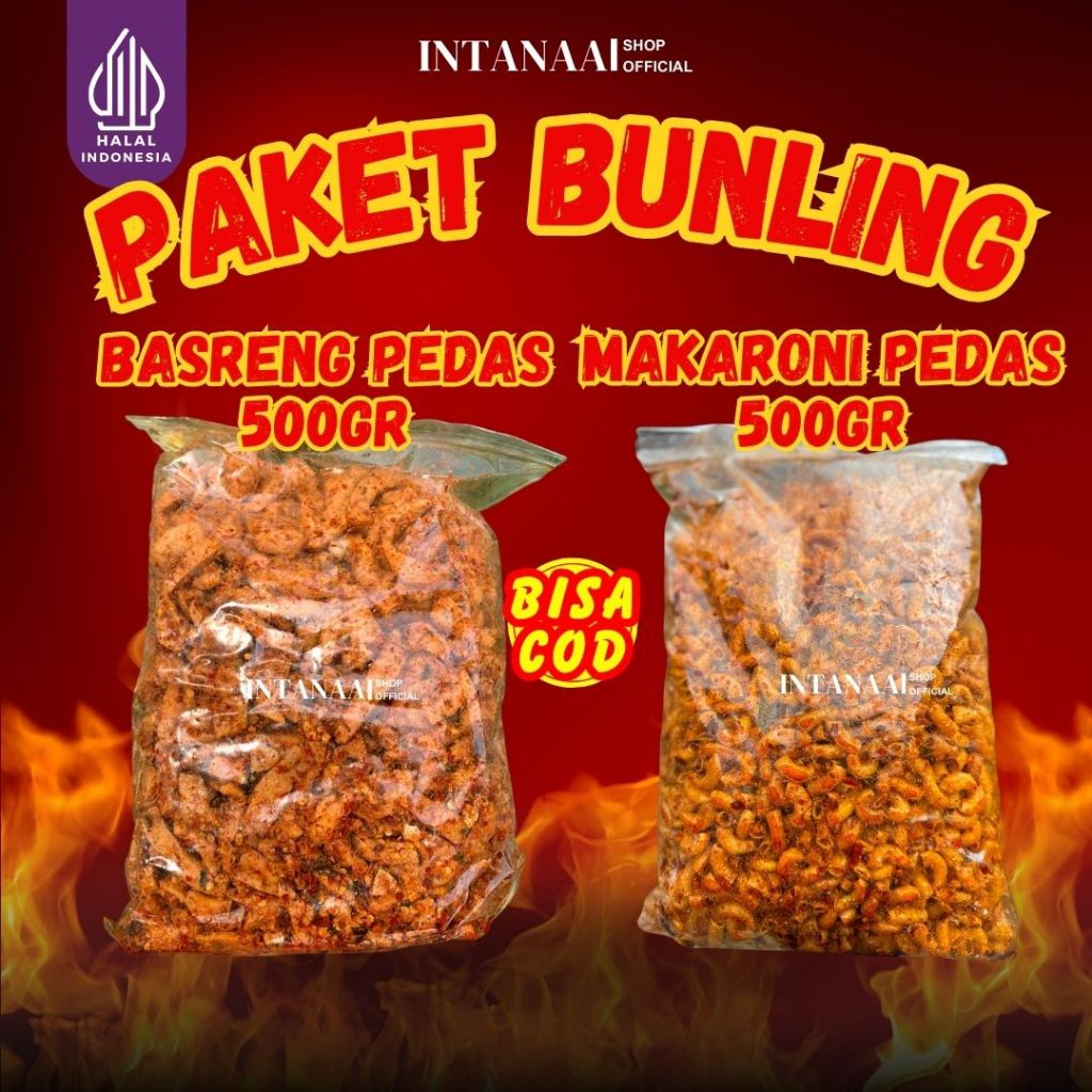 

PAKET BUNDLING BASRENG PEDAS MAKARONI PEDAS DAUN JERUK KEMASAN 500 GRAM