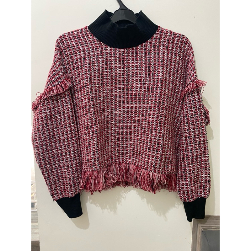 zara tweed sweater
