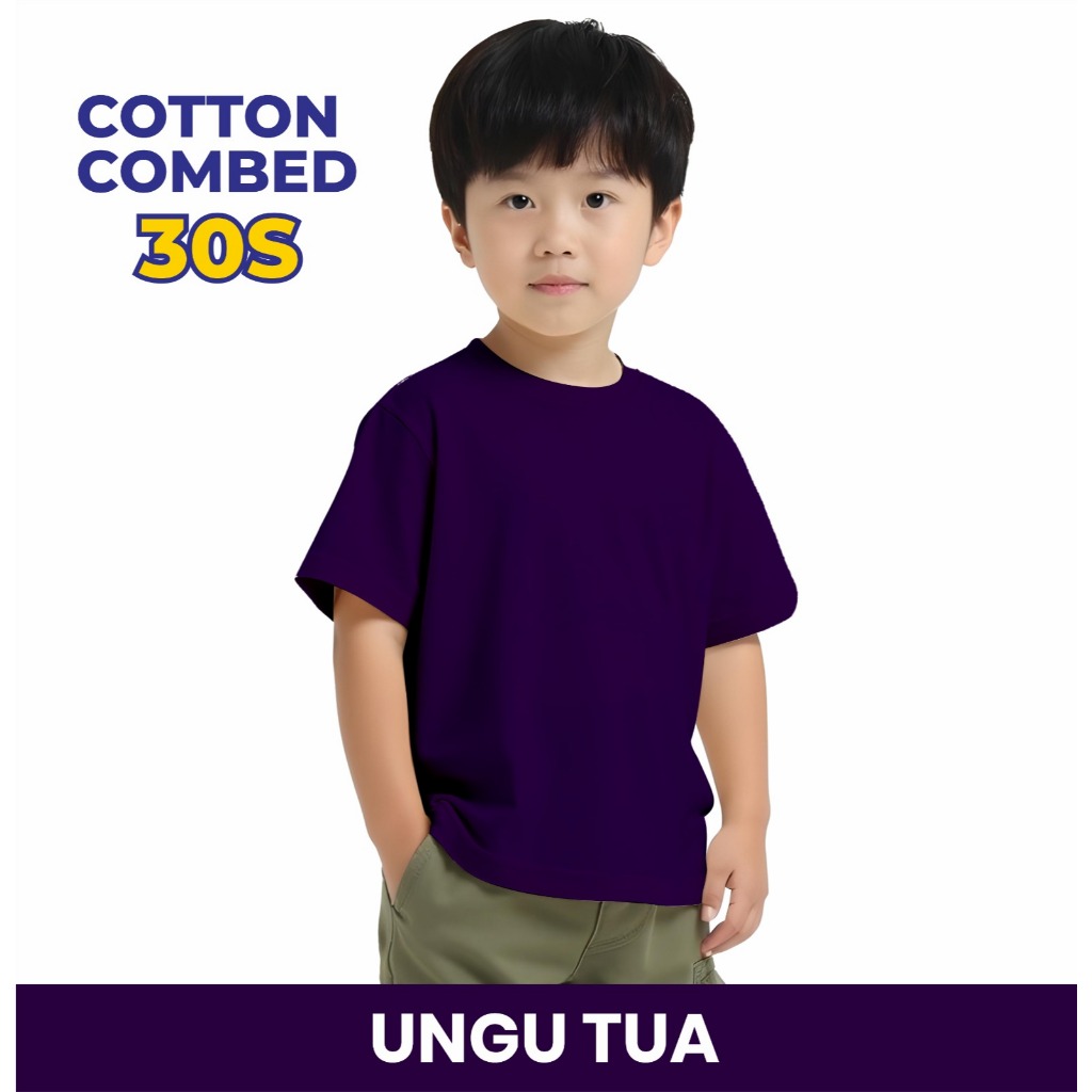 Kaos Anak Polos Ungu Tua / Fashion Anak / Kaos Polos Anak Combed 30s