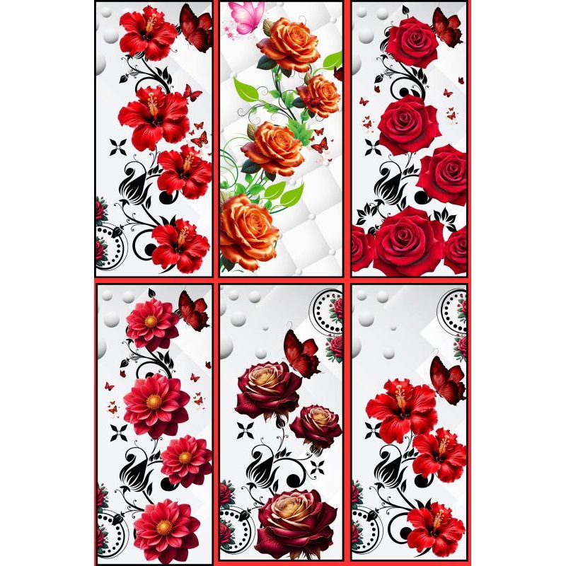 stiker kaca motif bunga/stiker kaca warna merah/stiker kaca murah