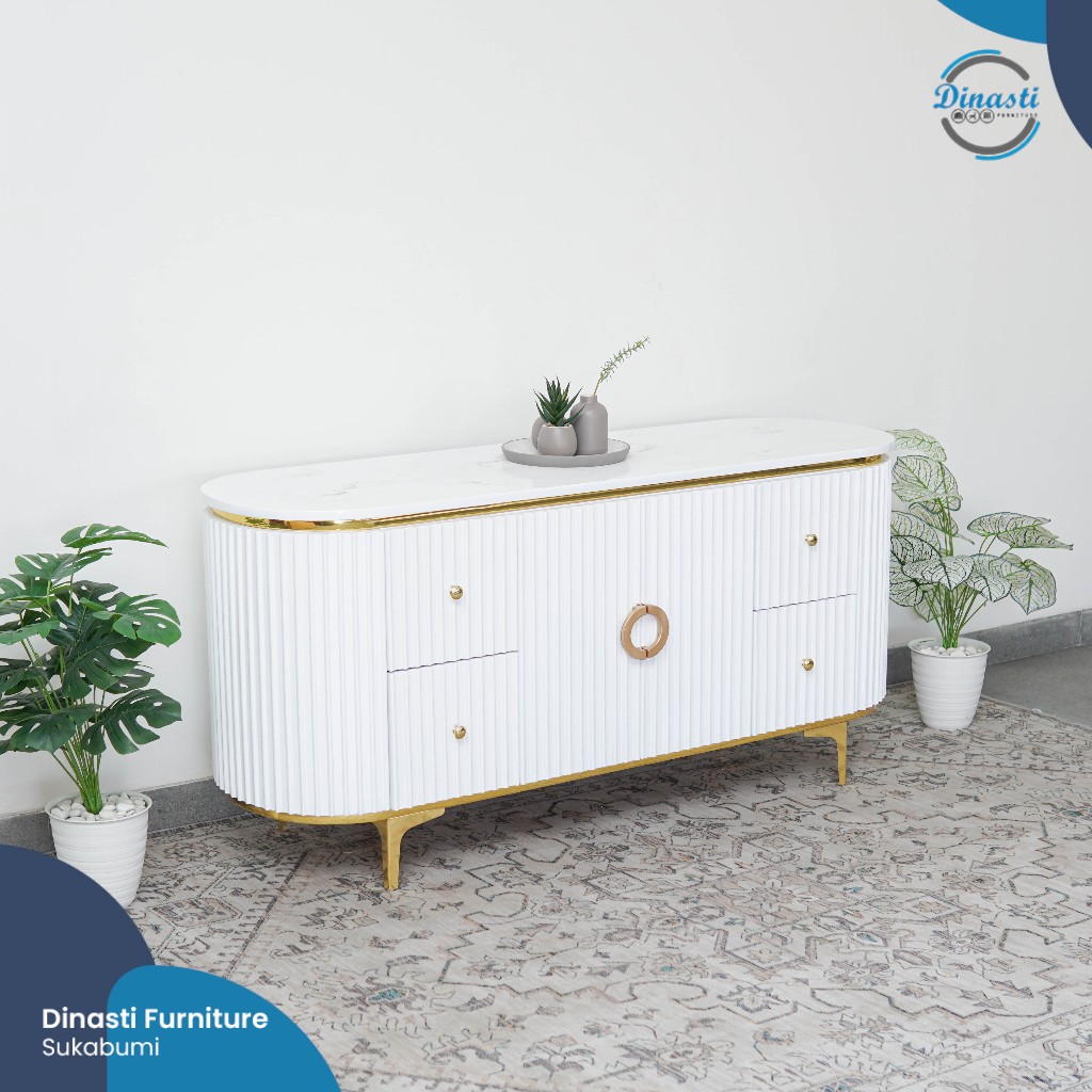 Drawer Mewah Newmira Oval 160 Bupet Meja tv Pajangan