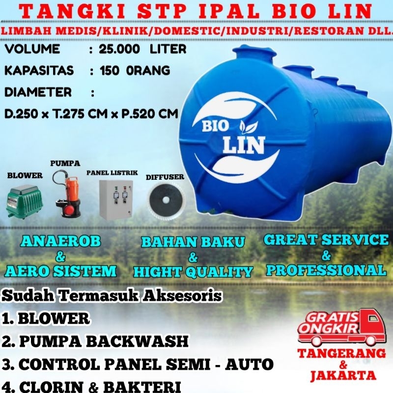 Tangki IPAL 25.000 LITER , TANGKI STP IPAL MEDIS , IPAL RESTO , TENGKI  IPAL
